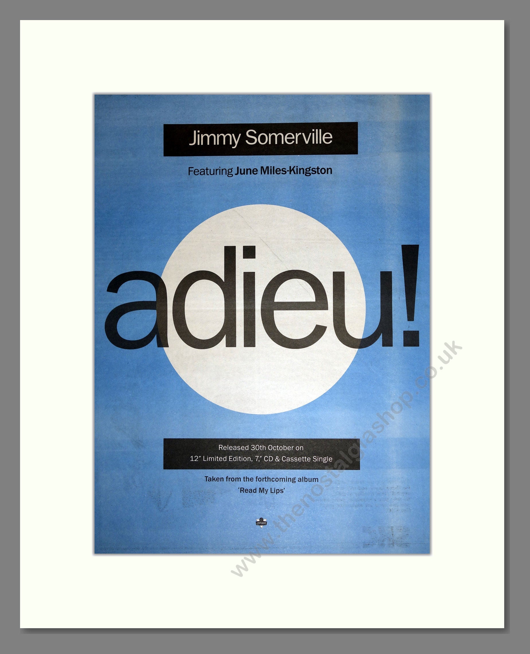 Jimmy Somerville - Adieu. Vintage Advert 1989 (ref AD16871)