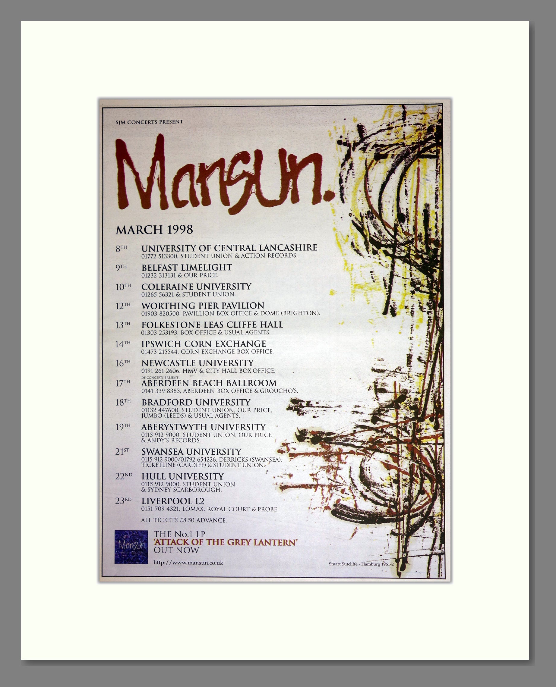 Mansun - UK Tour. Vintage Advert 1998 (ref AD16877)