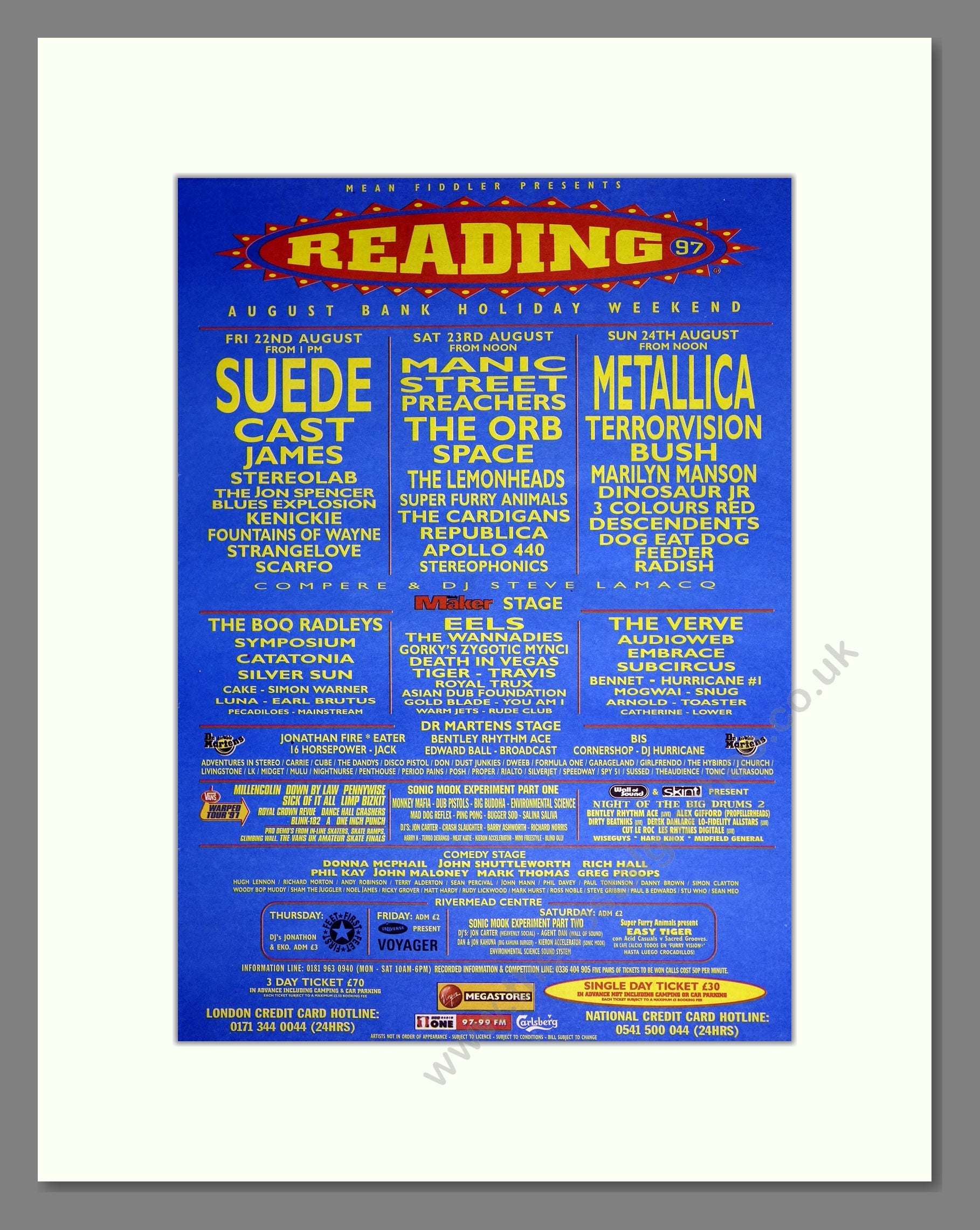 Reading Festival - 1997. Vintage Advert 1997 (ref AD16881)