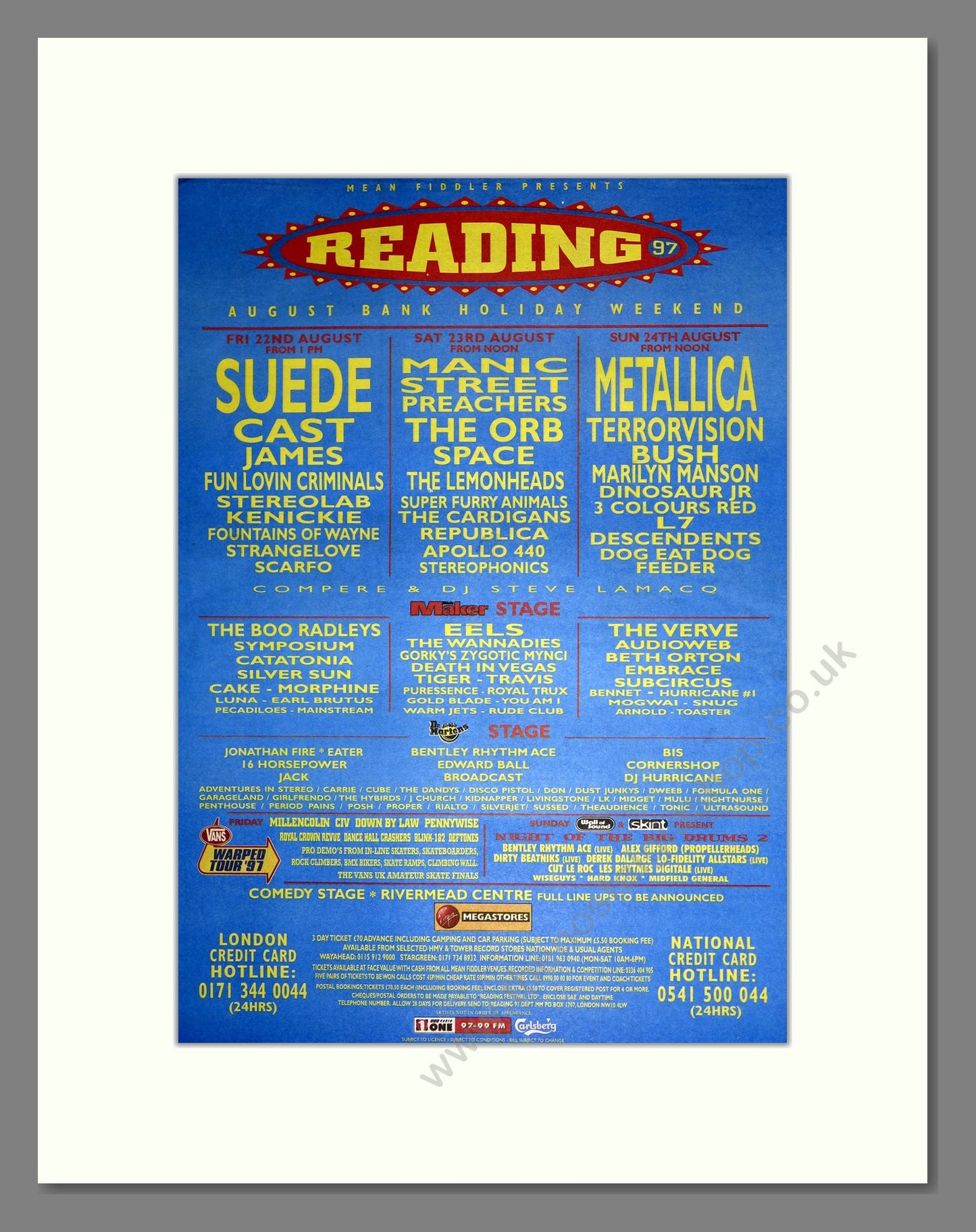 Reading Festival - 1997. Vintage Advert 1997 (ref AD16888)