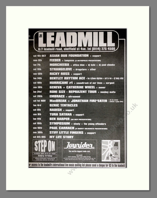 Sheffield Leadmill - Gig Listing . Vintage Advert 1997 (ref AD16895)