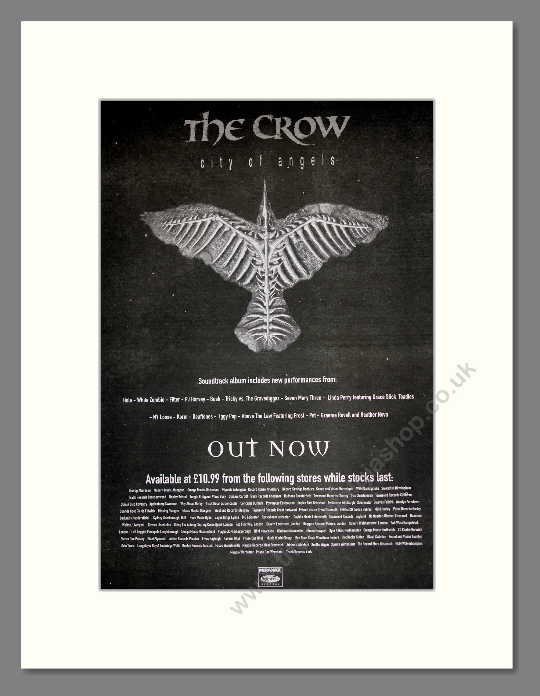 The Crow - City Of Angels Sountrack. Vintage Advert 1996 (ref AD16925)