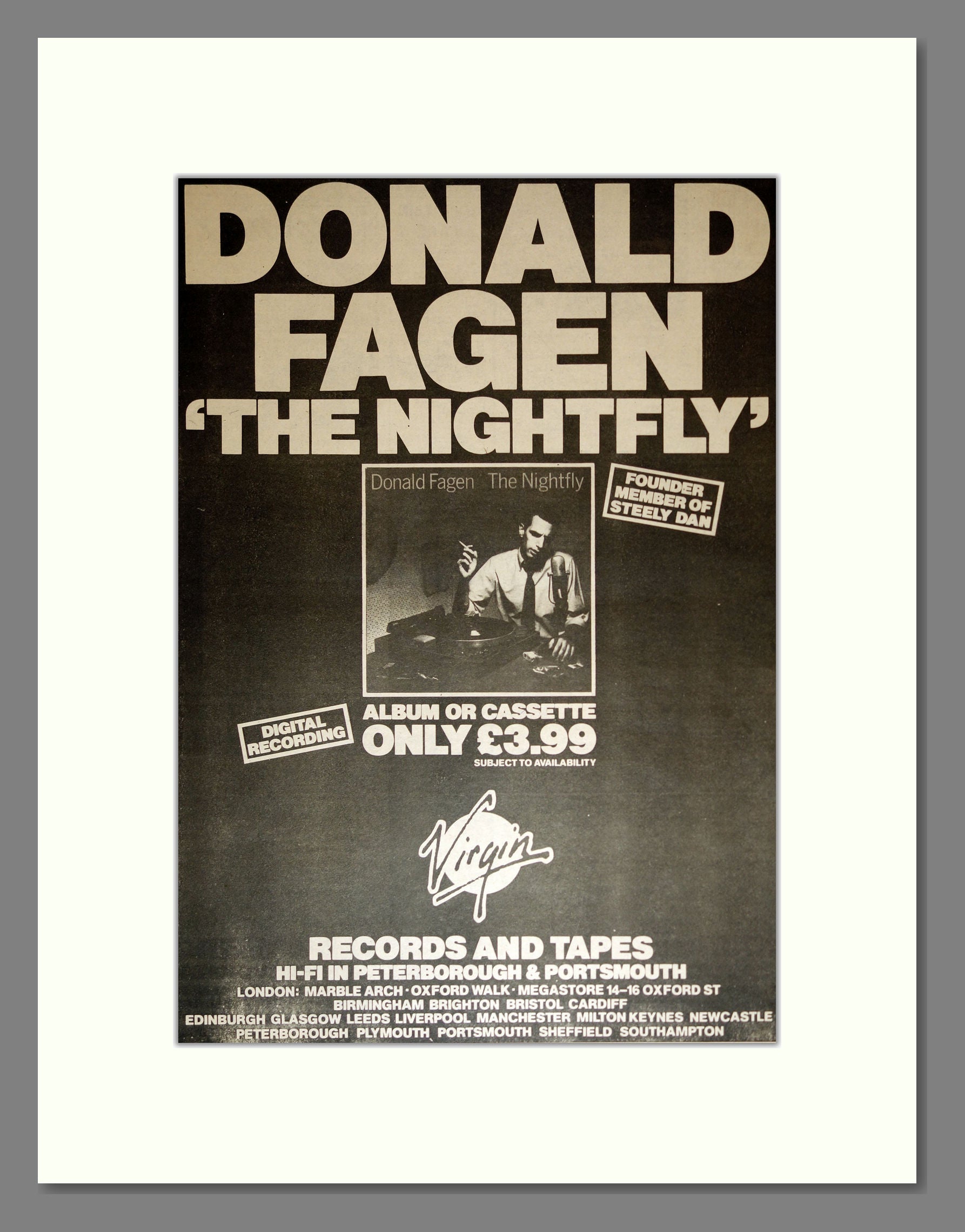 Donald Fagan - The Nightfly. Vintage Advert 1982 (ref AD16946)