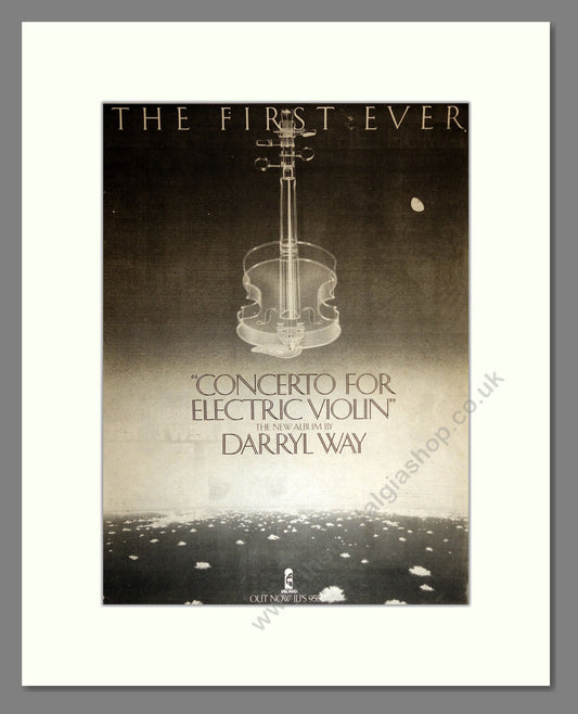 Darryl Way - Concerto For Electric Violin. Vintage Advert 1979 (ref AD16972)