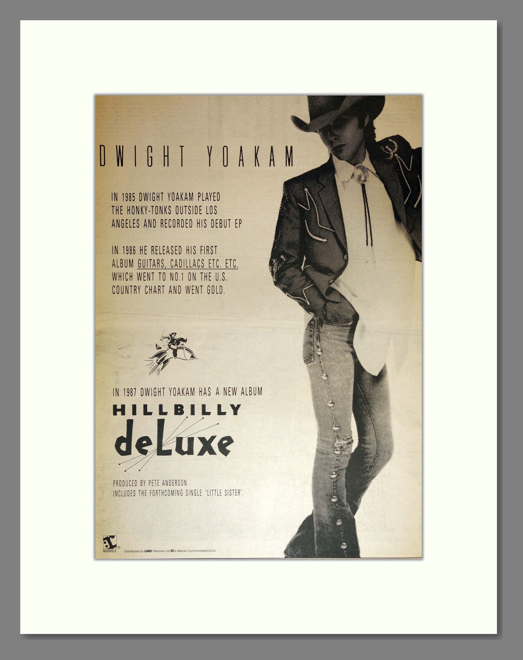 Dwight Yoakam - Hillbilly Deluxe. Vintage Advert 1987 (ref AD16974)