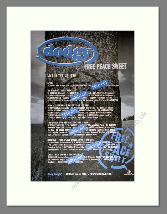 Dodgy - Free Peace Sweet UK Tour. Vintage Advert 1996 (ref AD16980)