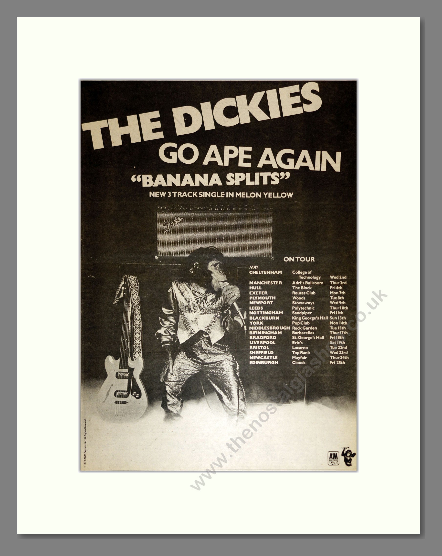 Dickies (The) - Banana Splits UK Tour. Vintage Advert 1979 (ref AD16990)