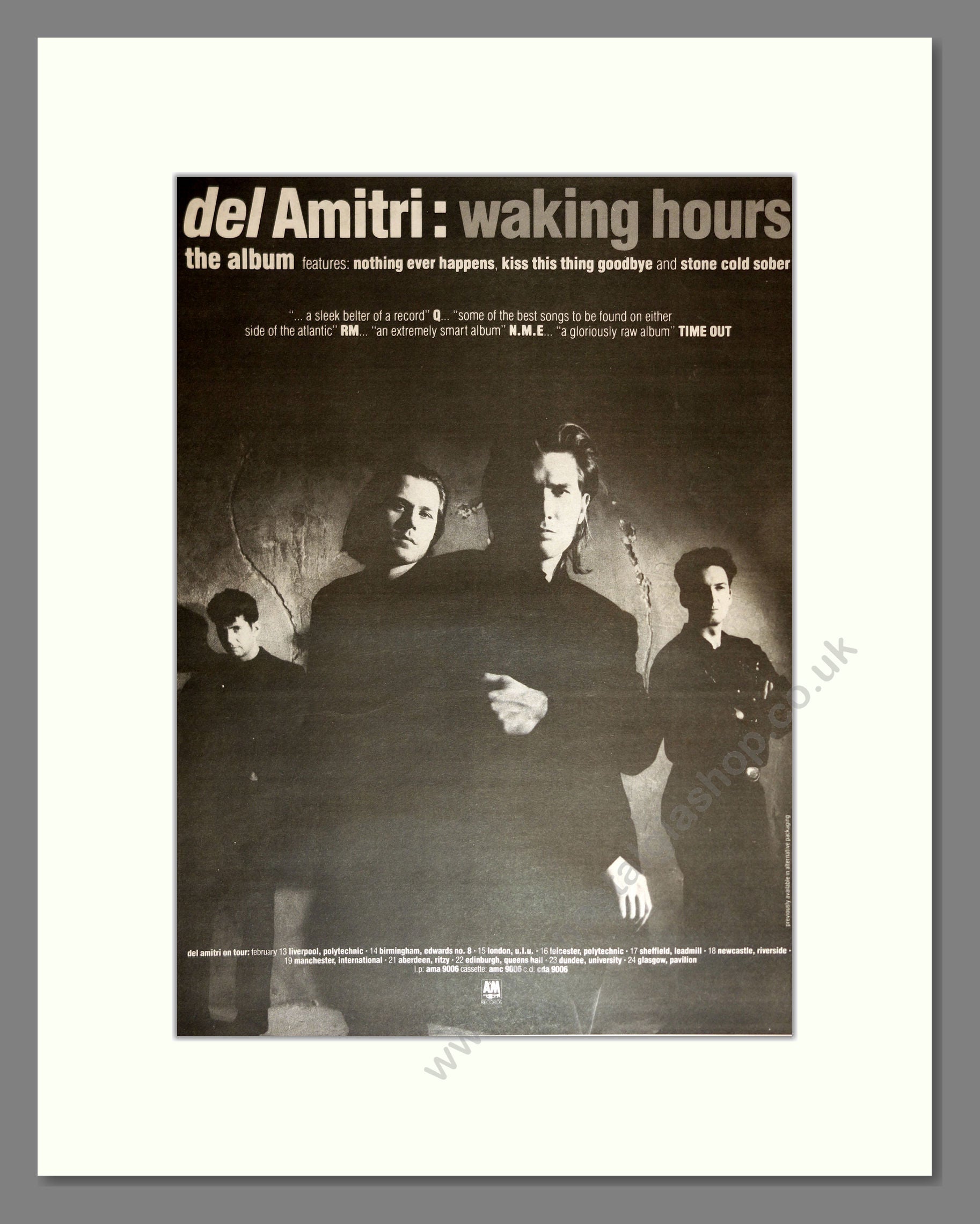 Del Amitri - Waking Hours . Vintage Advert 1990 (ref AD17010)