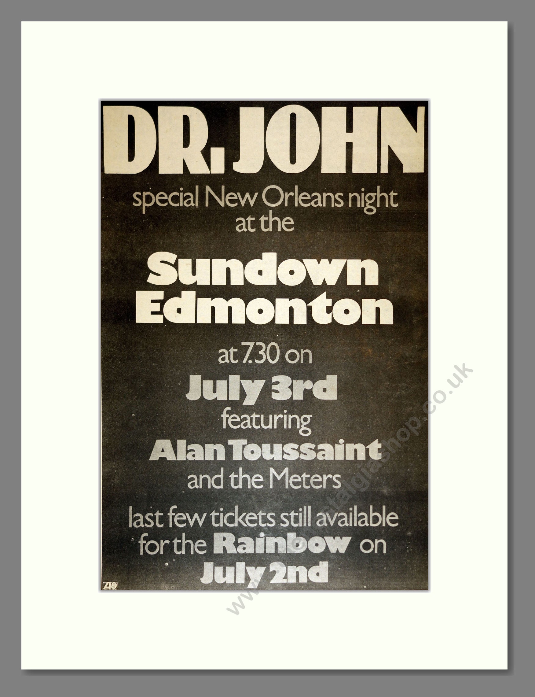 Dr John - Sundown Edmonton. Vintage Advert 1973 (ref AD17015)