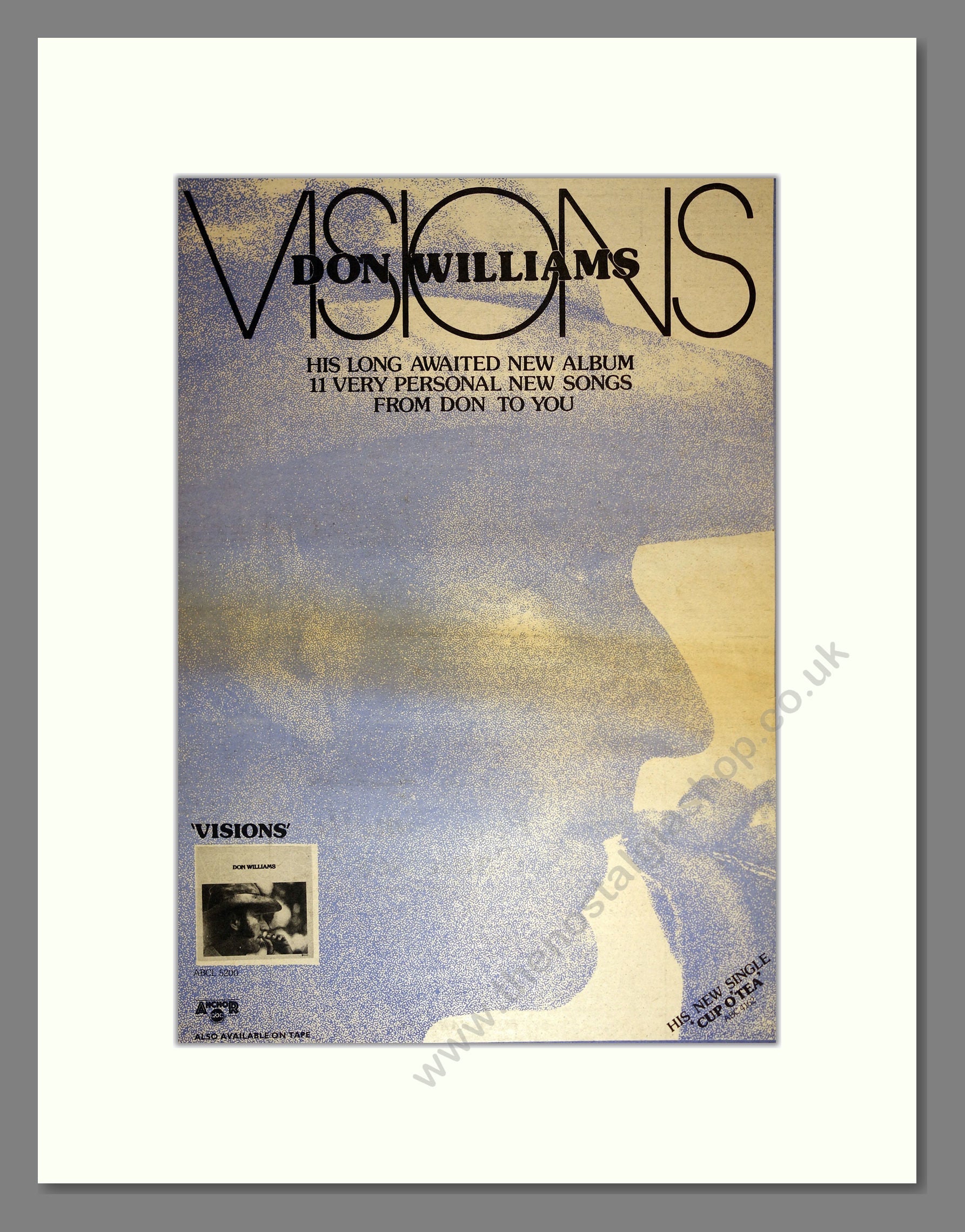 Don Williams - Visions. Vintage Advert 1977 (ref AD17018)