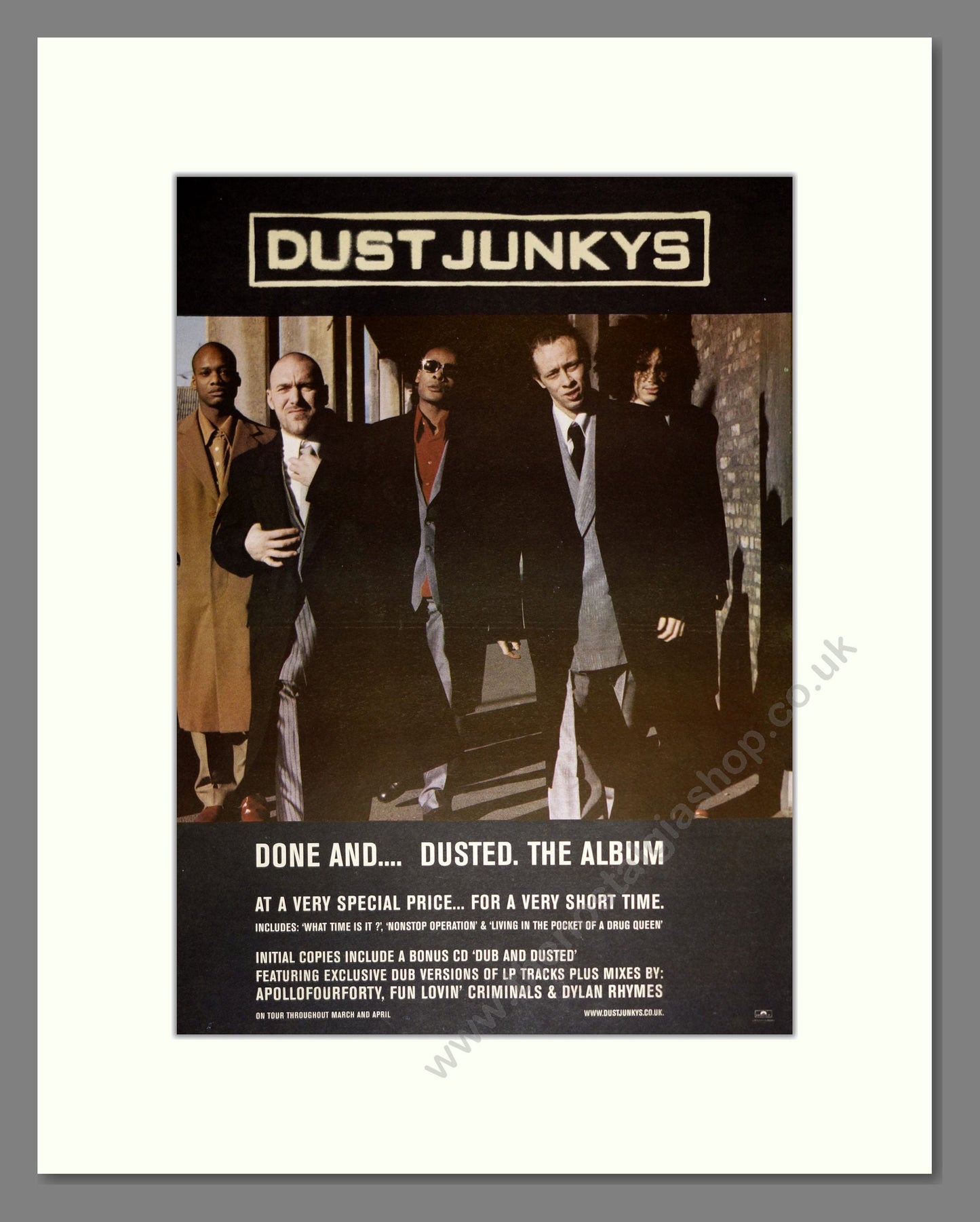 Dust Junkys - Done and Dusted. Vintage Advert 1998 (ref AD17024)