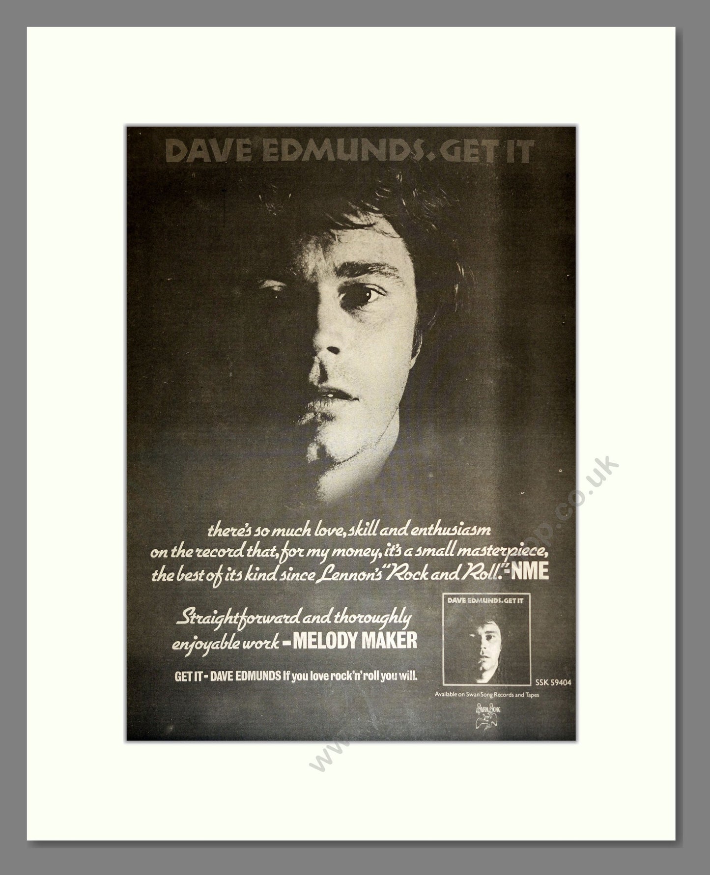 Dave Edmunds - Get It. Vintage Advert 1977 (ref AD17042)