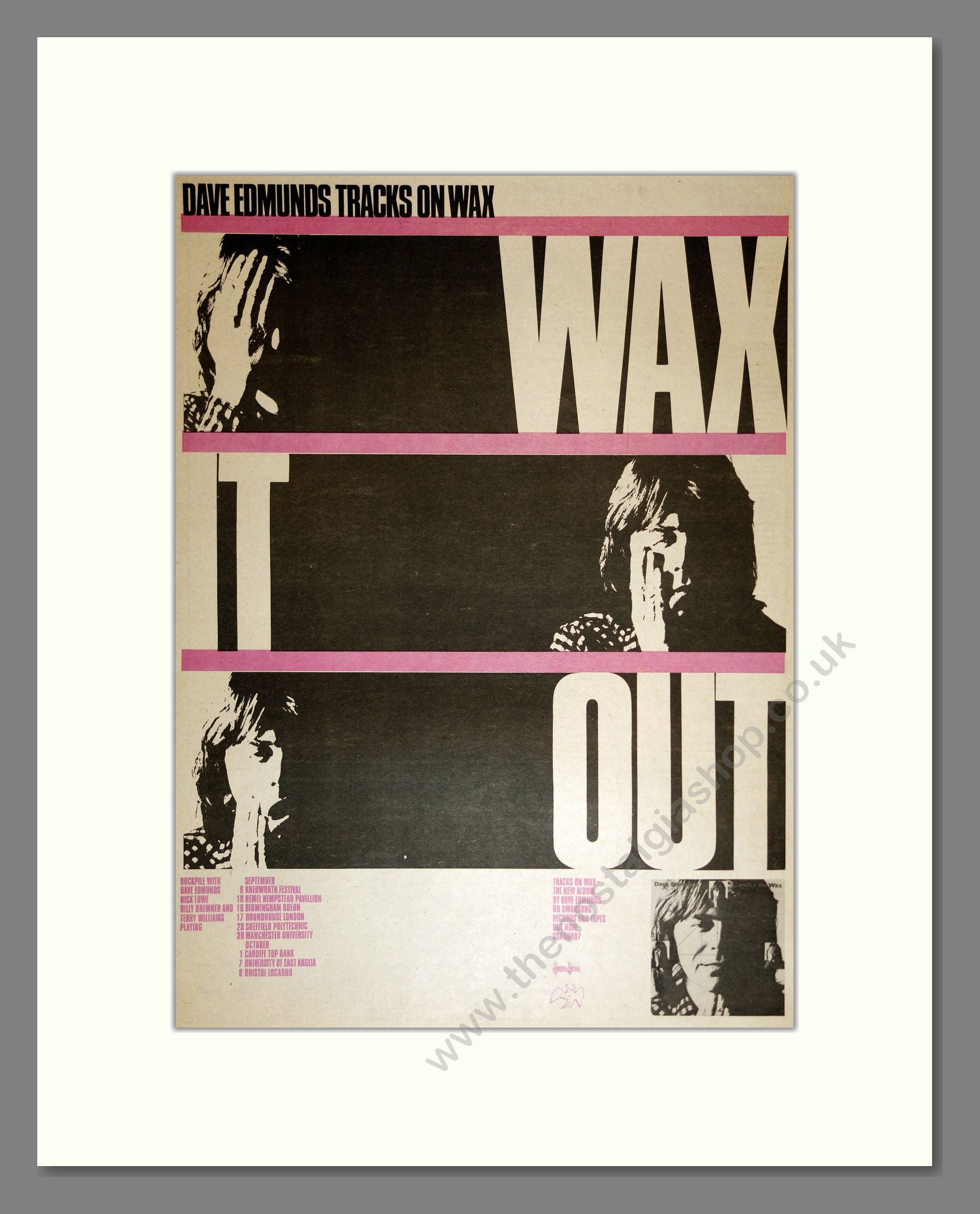 Dave Edmunds - Wax It Out. Vintage Advert 1978 (ref AD17045)