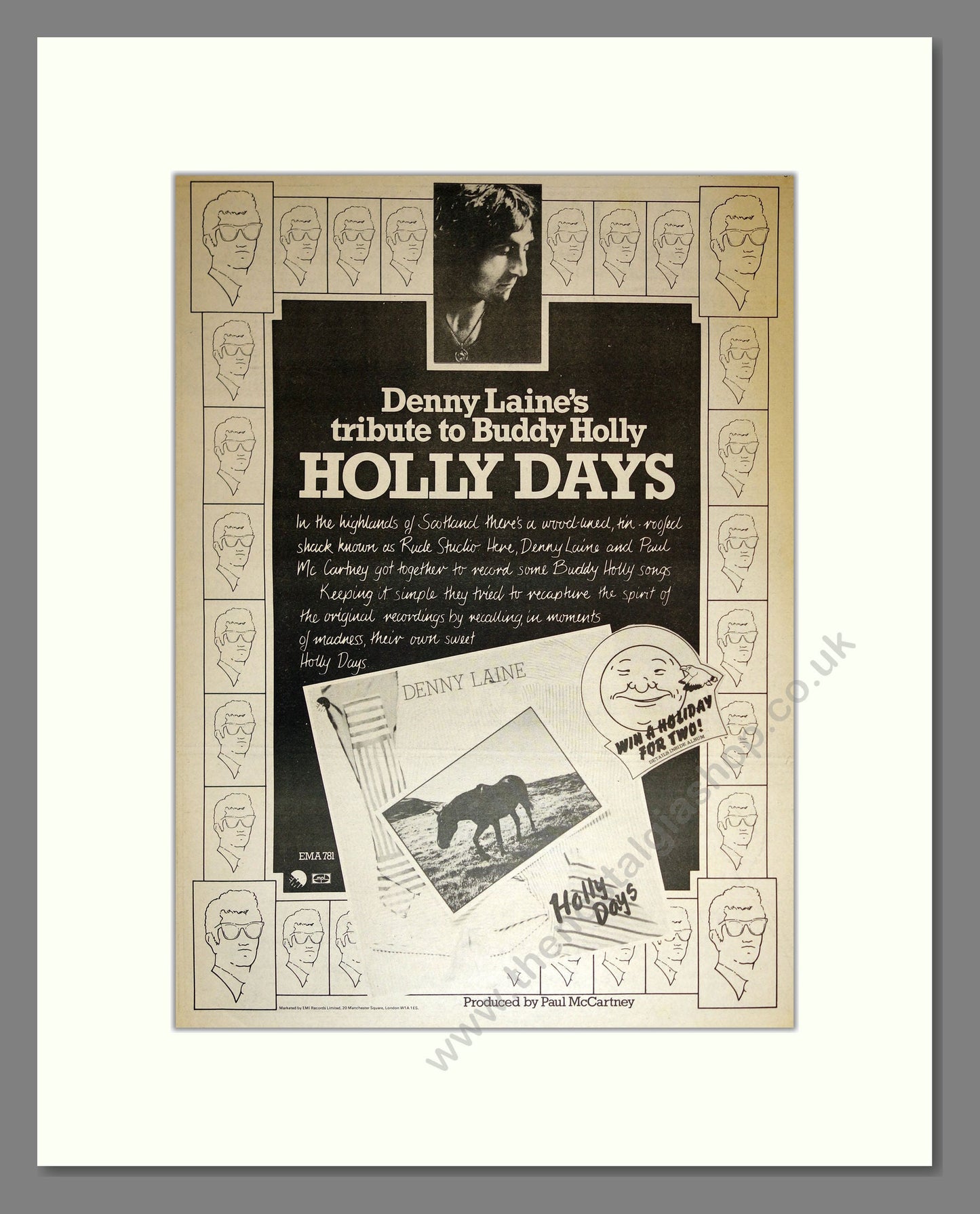 Denny Laine - Holly Days. Vintage Advert 1977 (ref AD17052)