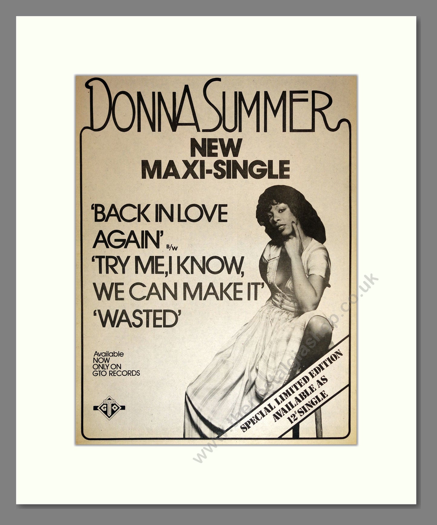 Donna Summer - Back In Love Again. Vintage Advert 1978 (ref AD17054)