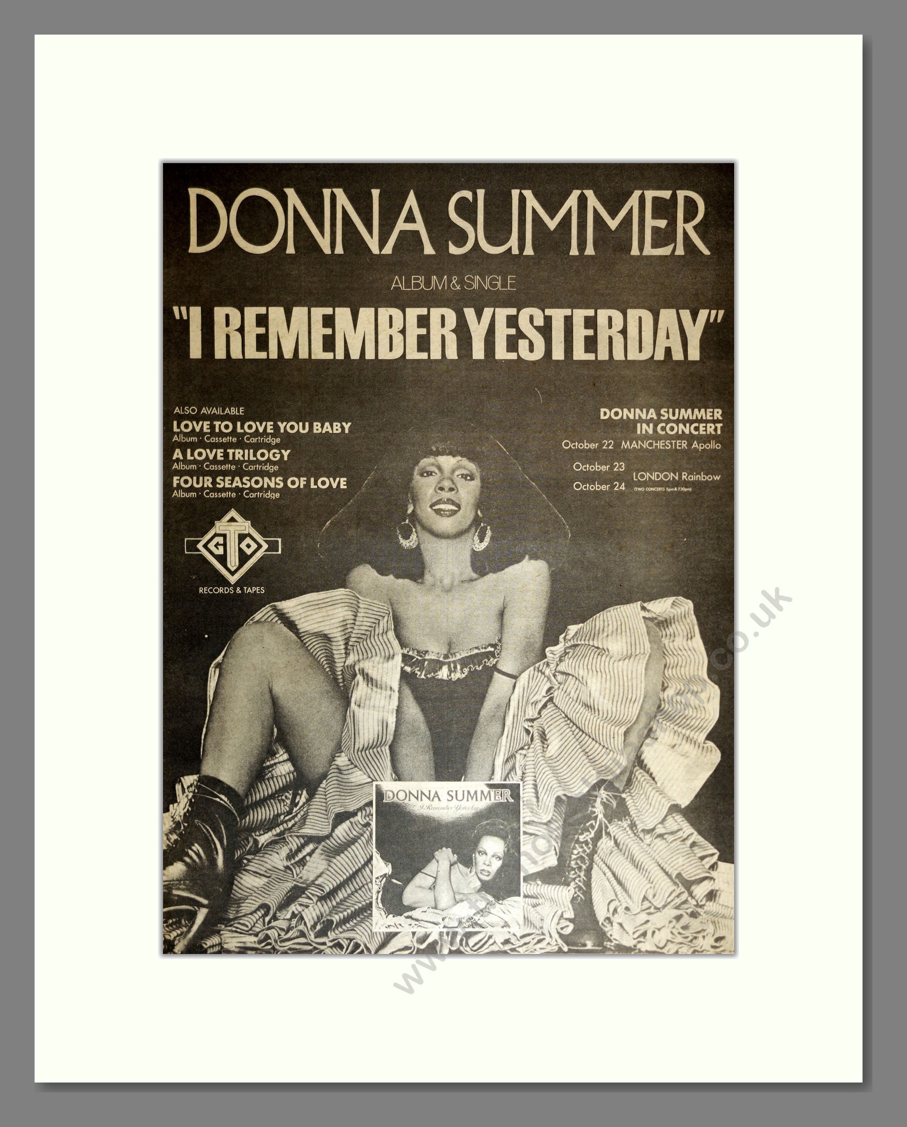 Donna Summer - I Remember Yesterday. Vintage Advert 1977 (ref AD17057)