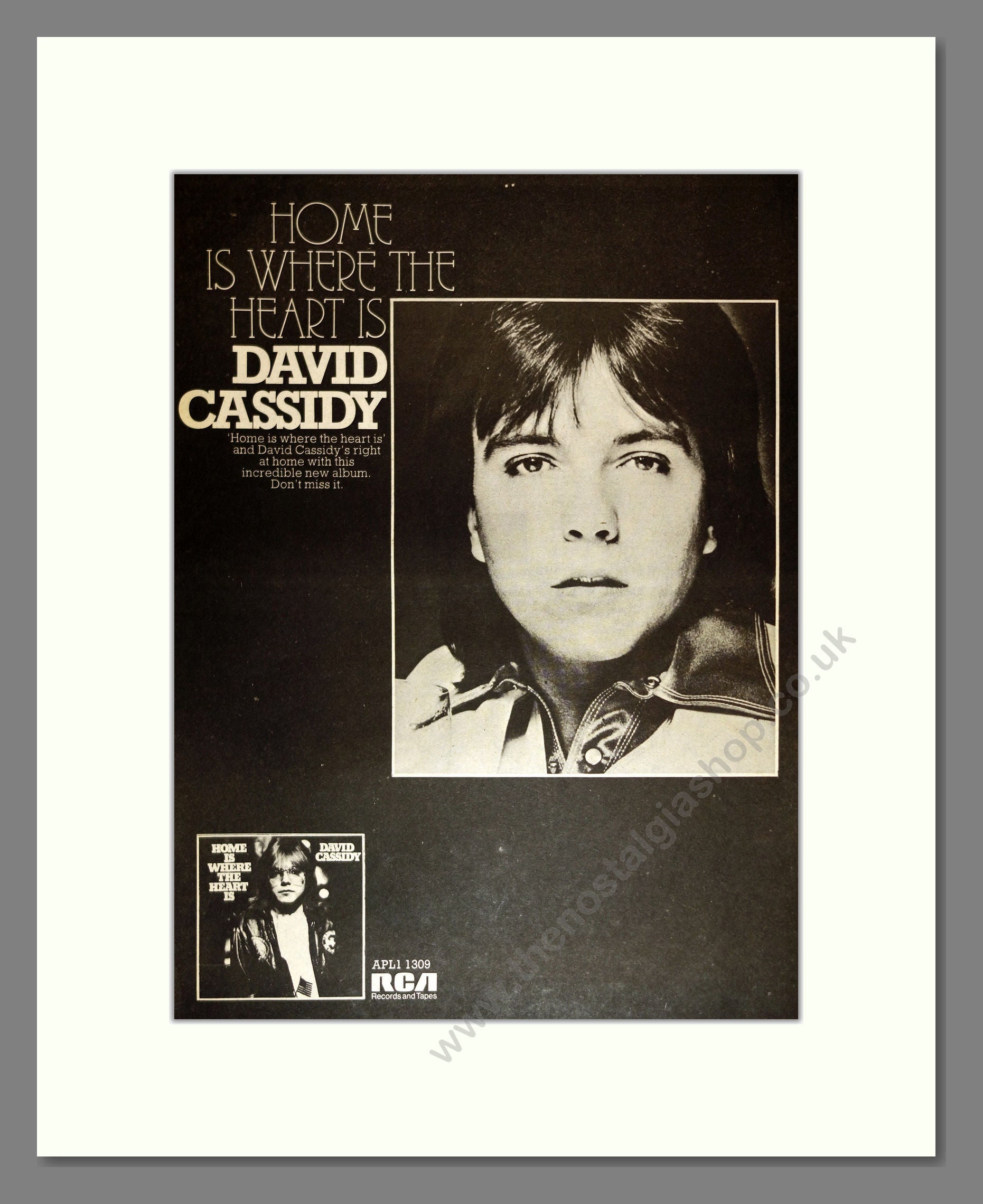 David Cassidy - Home Is Where The Heart Is. Vintage Advert 1976 (ref AD17080)