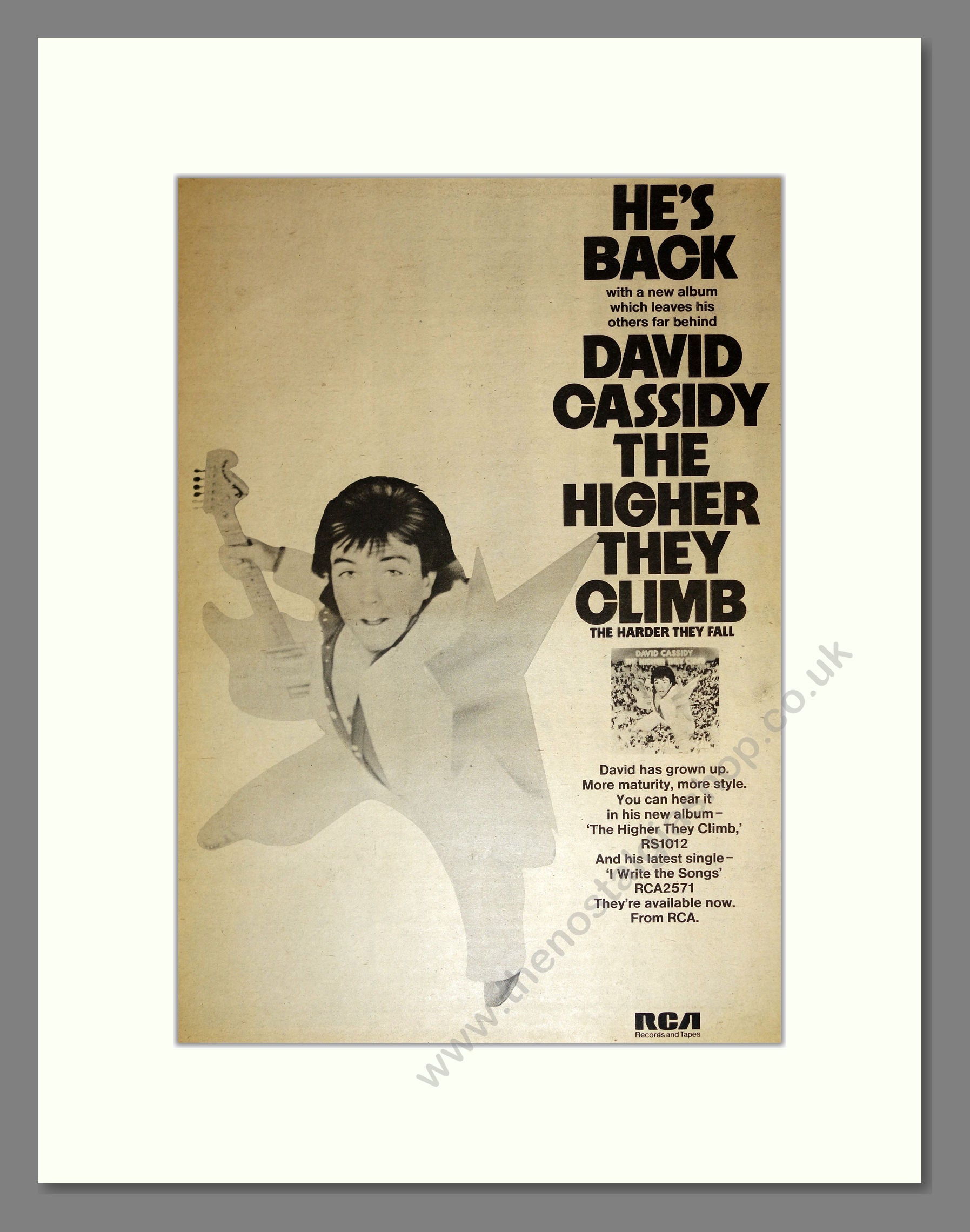 David Cassidy - The Higher They Climb. Vintage Advert 1975 (ref AD17081)