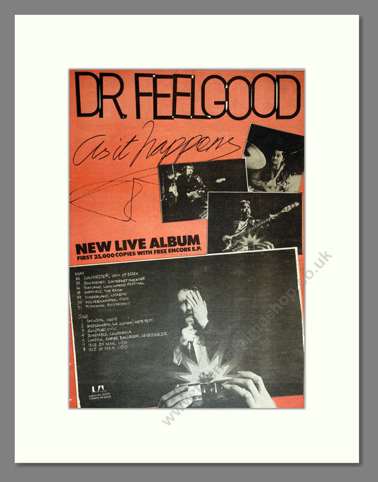 Dr Feelgood - As It Happens UK Tour. Vintage Advert 1979 (ref AD17090)