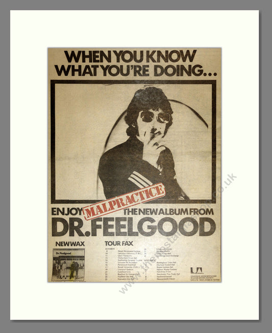 Dr Feelgood - Malpractice (UK Tour). Vintage Advert 1975 (ref AD17093)