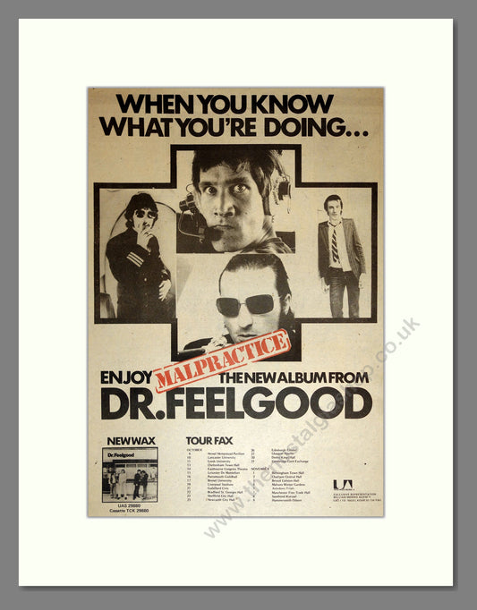 Dr Feelgood - Malpractice (UK Tour). Vintage Advert 1975 (ref AD17094)