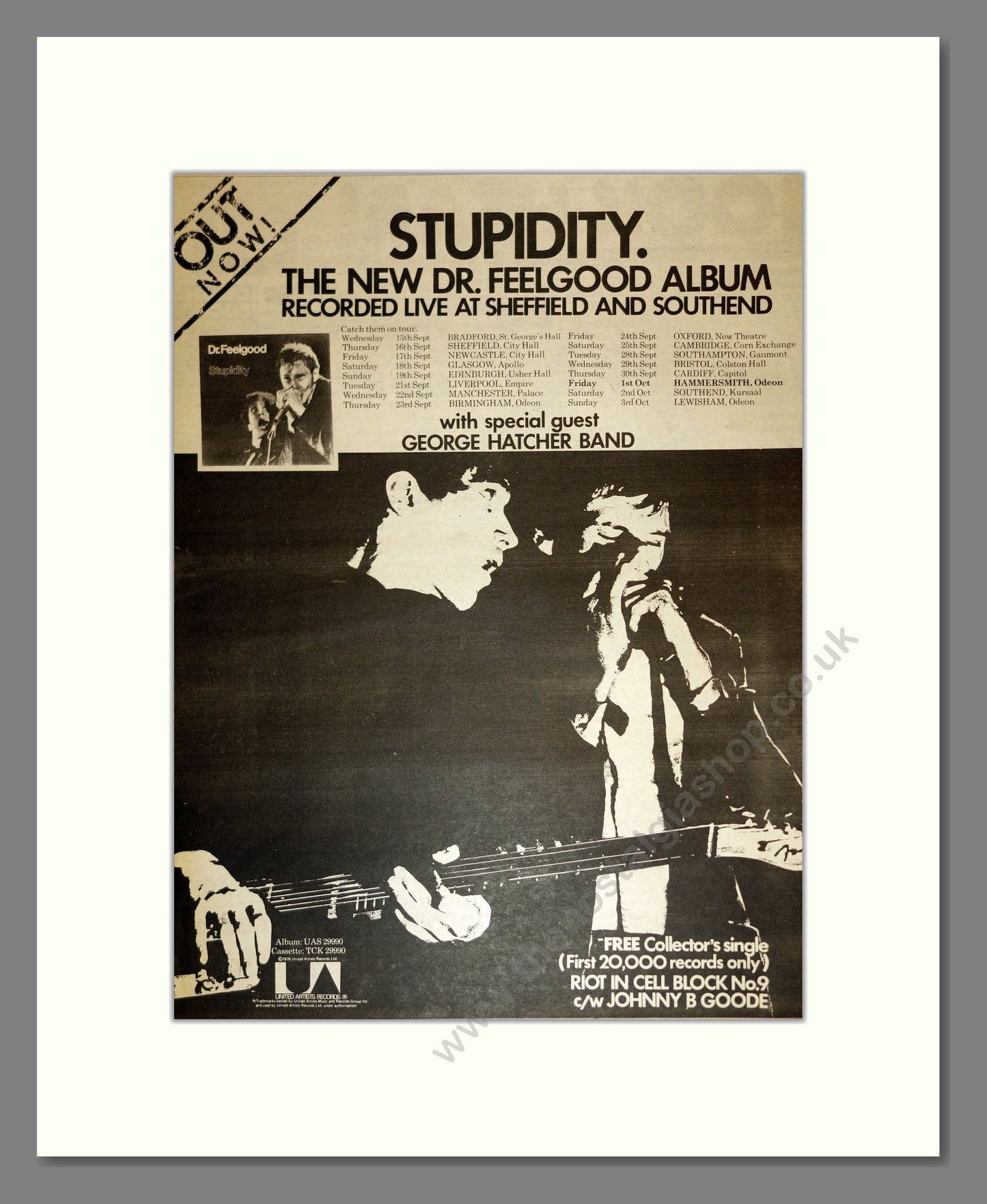 Dr Feelgood - Stupidity (UK Tour). Vintage Advert 1976 (ref AD17097)