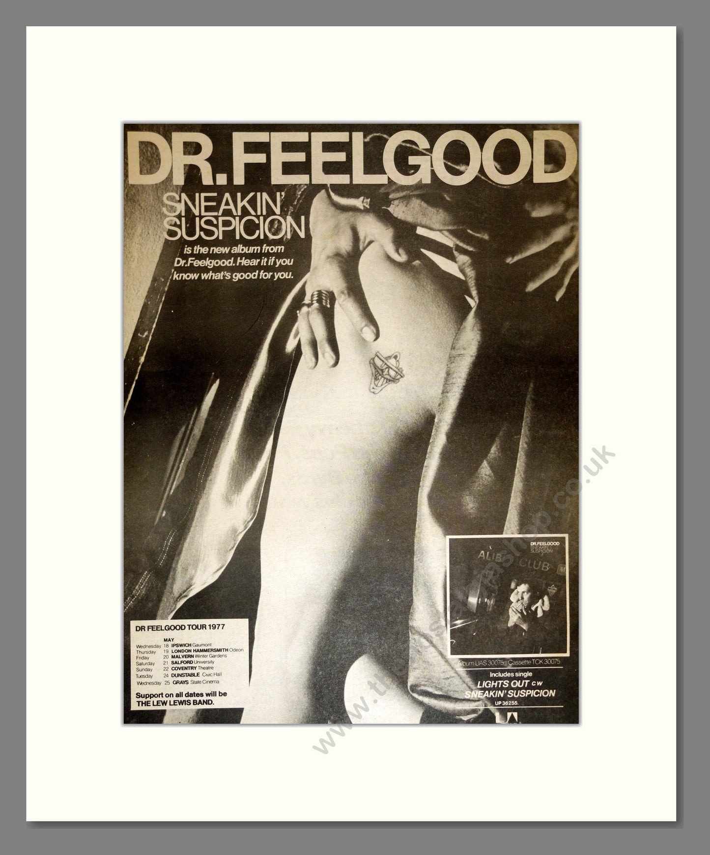 Dr Feelgood - Sneakin Suspicion (UK Tour). Vintage Advert 1977 (ref AD17104)