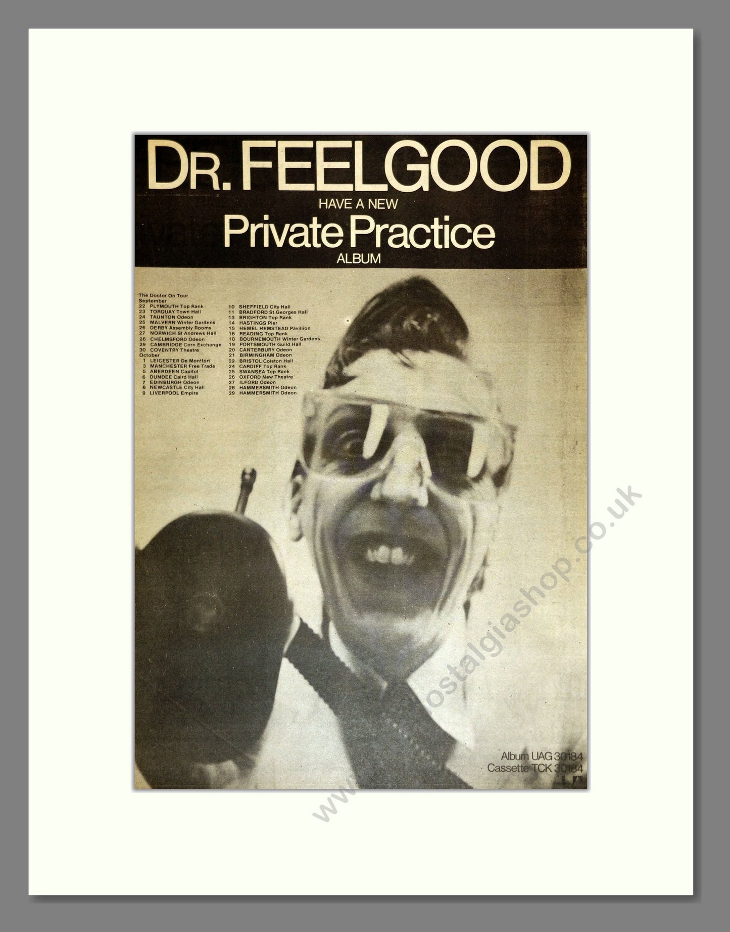 Dr Feelgood - Private Practice (UK Tour). Vintage Advert 1978 (ref AD17106)