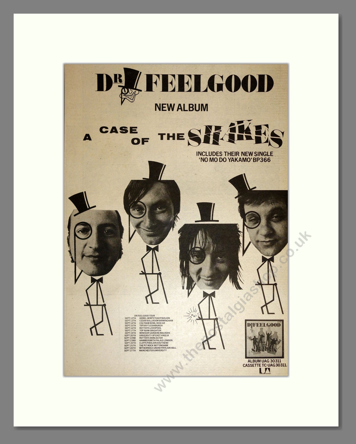 Dr Feelgood - A Case Of The Shakes (UK Tour). Vintage Advert 1980 (ref AD17109)