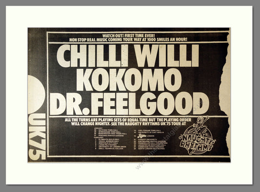 Dr Feelgood - Chilli Willi Kokomo (UK Tour). Vintage Advert 1975 (ref AD17114)