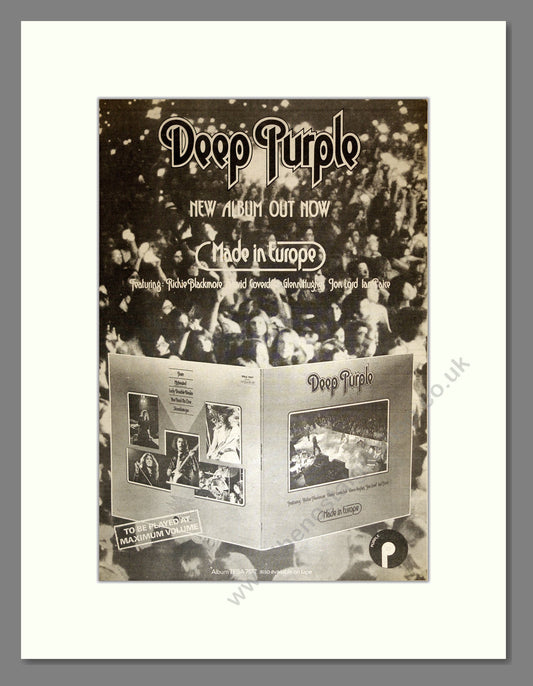 Deep Purple - Maid In Europe. Vintage Advert 1976 (ref AD17117)