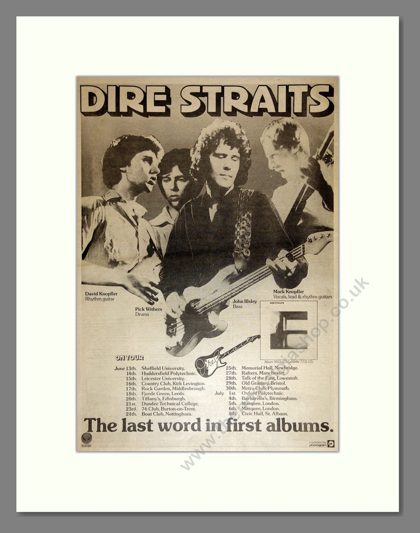 Dire Straits - UK Tour. Vintage Advert 1978 (ref AD17134)