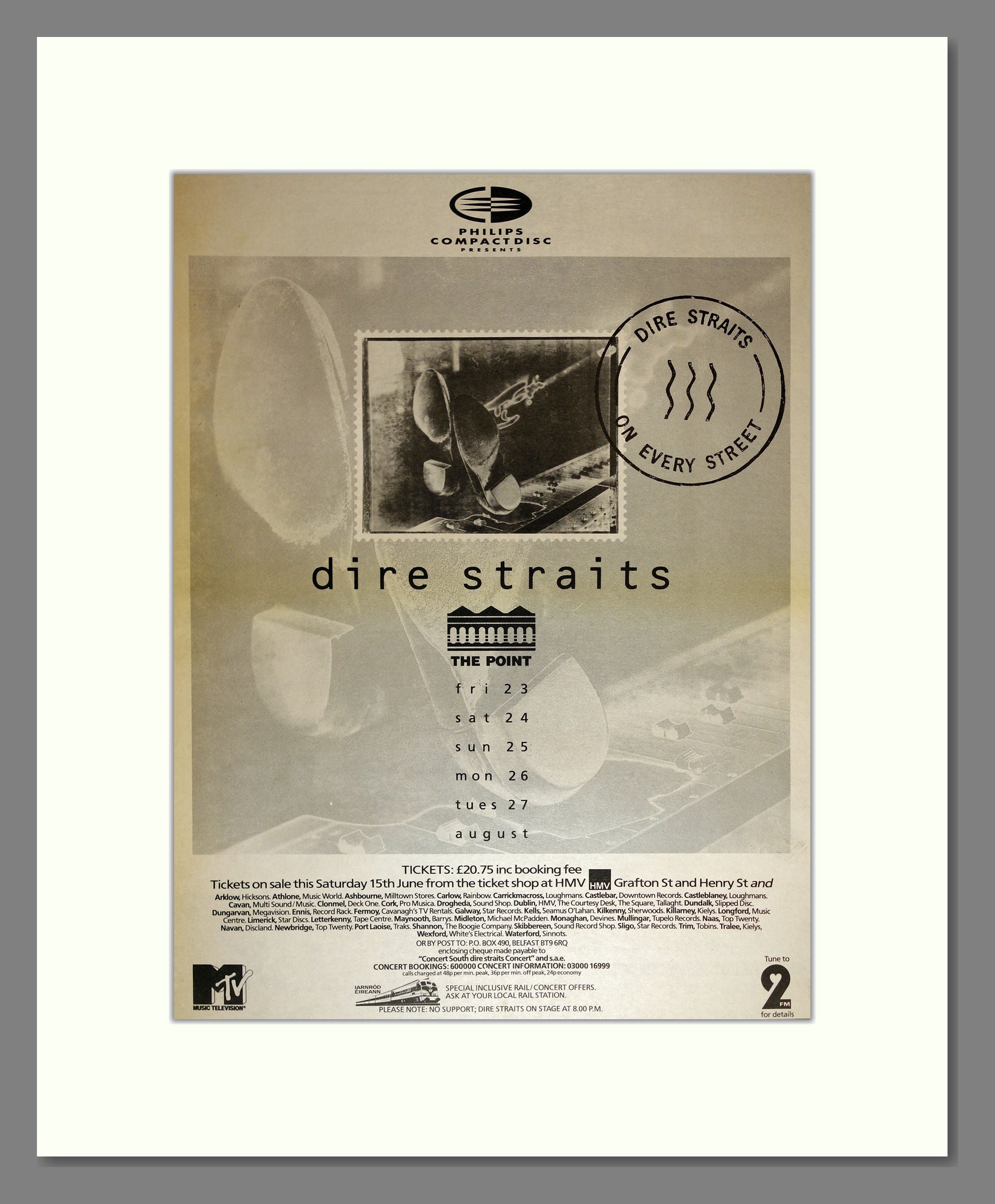 Dire Straits - On Every Street (UK Tour). Vintage Advert 1991 (ref AD17136)