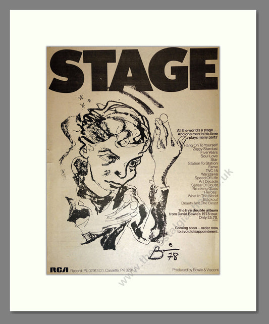 David Bowie - Stage. Vintage Advert 1978 (ref AD17142)