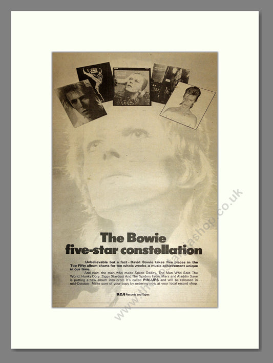 David Bowie - Five Albums. Vintage Advert 1973 (ref AD17150)