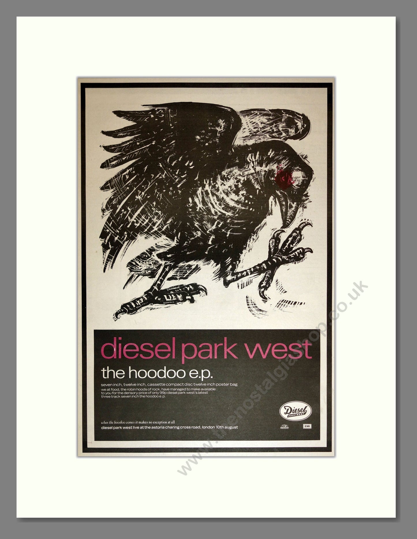 Diesel Park West - The Hoodoo EP. Vintage Advert 1989 (ref AD17162)