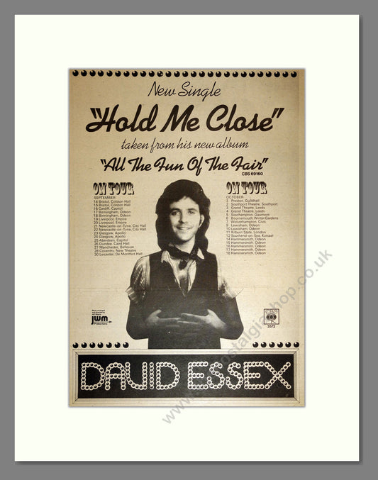 David Essex - Hold Me Close UK Tour. Vintage Advert 1975 (ref AD17178)