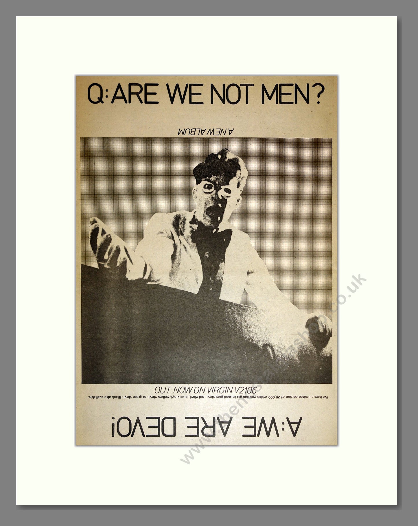 Devo - Are We Not Men. Vintage Advert 1978 (ref AD17191)