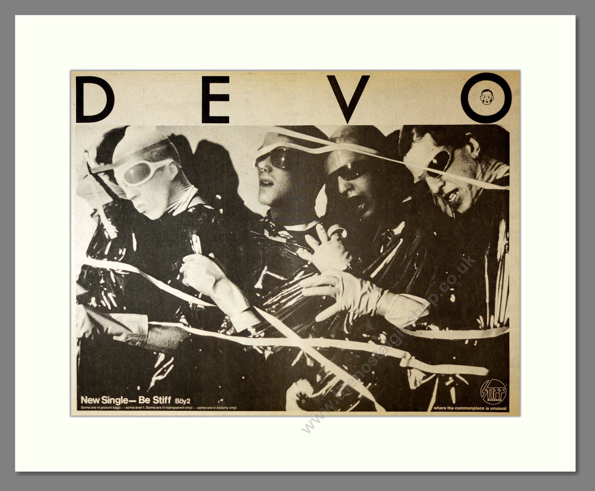 Devo - Be Stiff. Vintage Advert 1978 (ref AD17194)