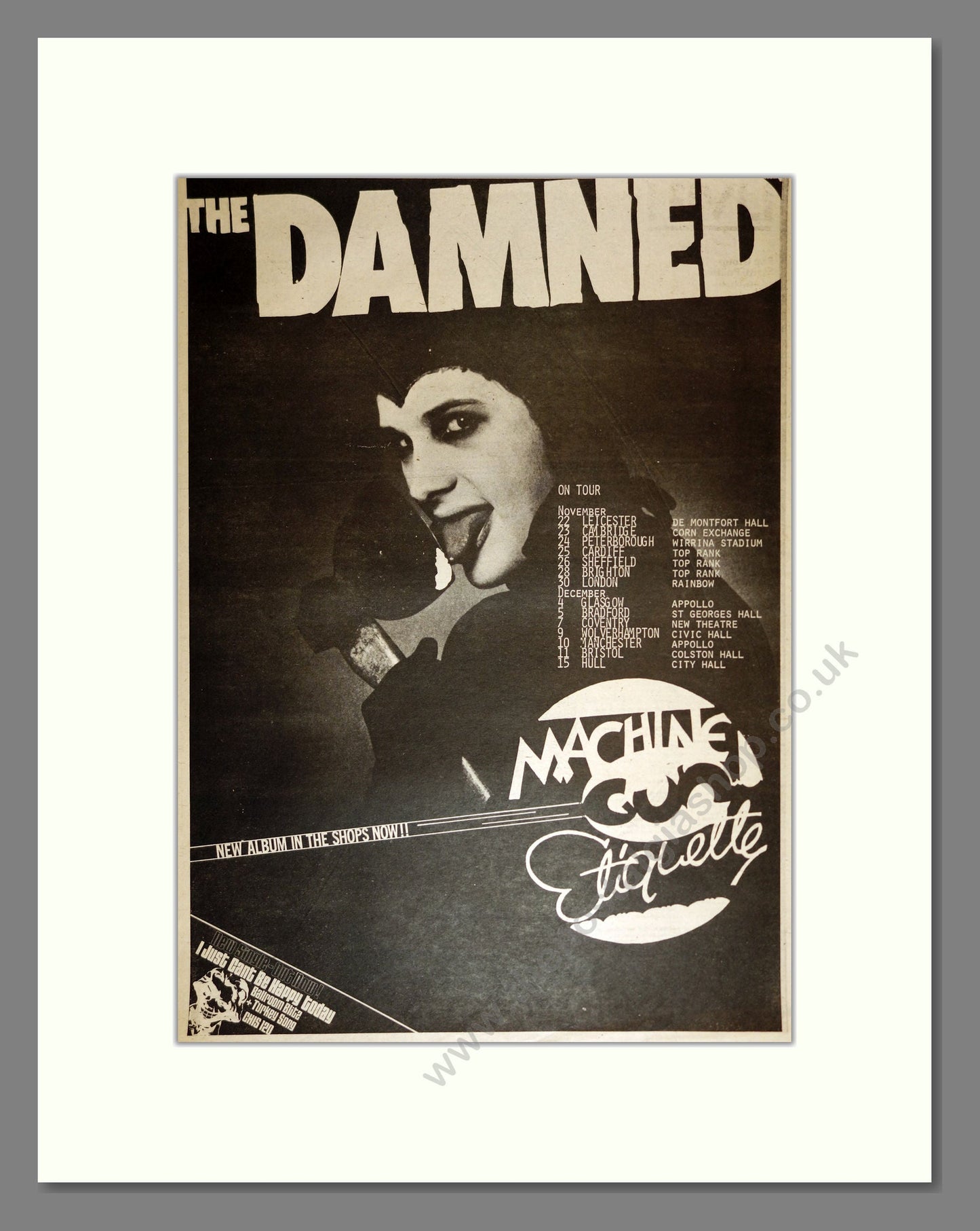 Damned (The) - Machine Gun Etiquette UK Tour. Vintage Advert 1979 (ref AD17209)