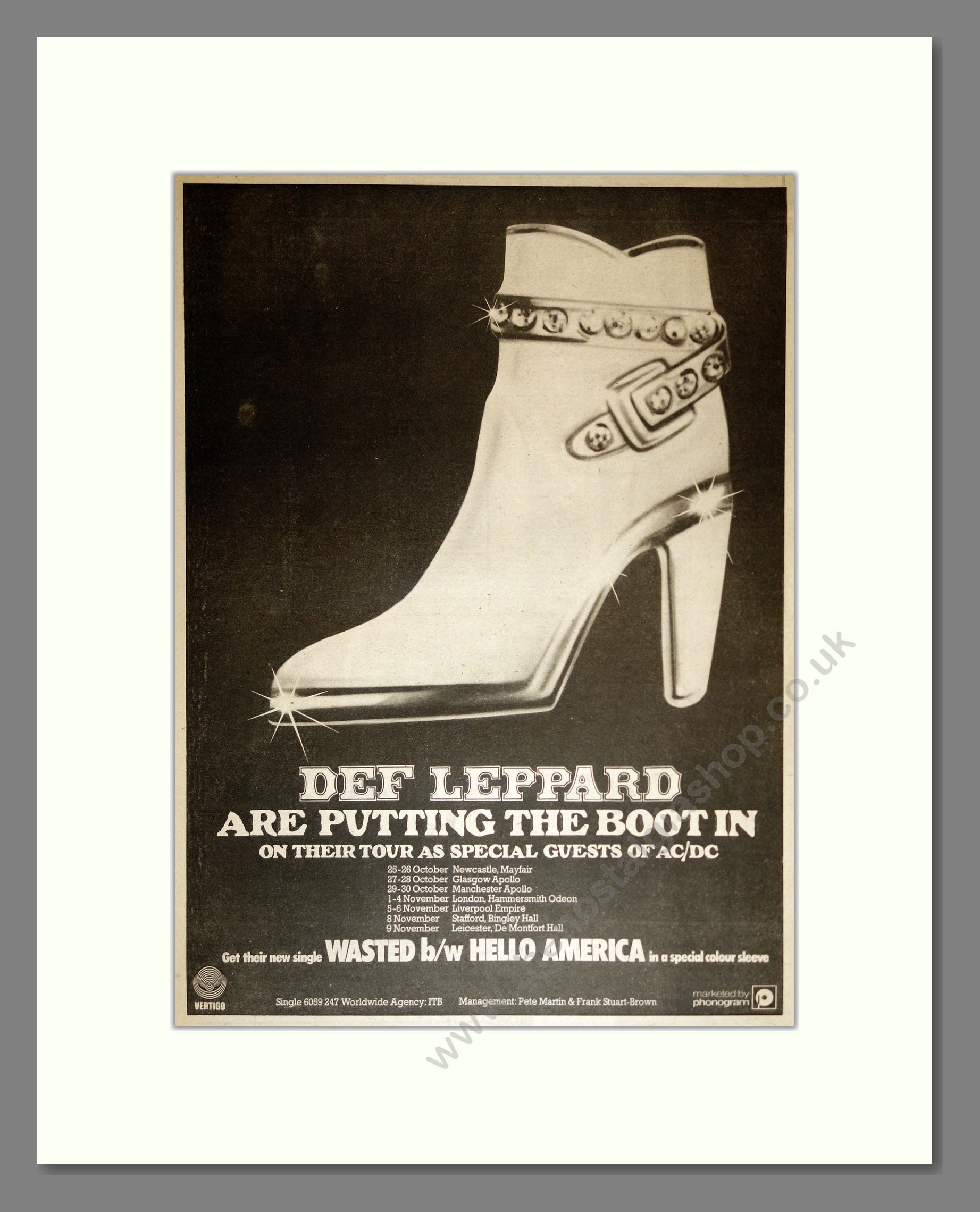 Def Leppard - UK Tour with AC/DC. Vintage Advert 1979 (ref AD17210)