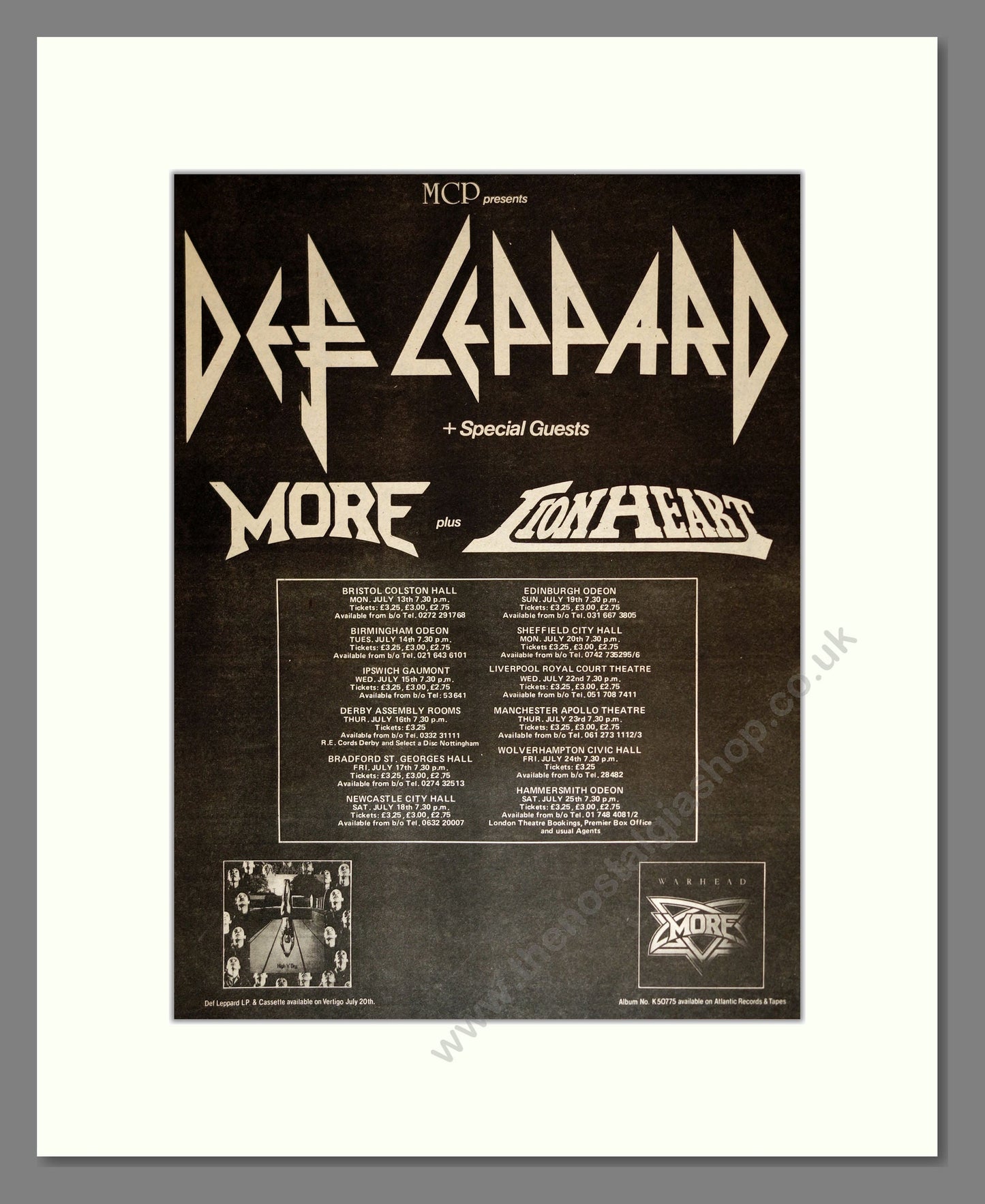 Def Leppard - UK Tour. Vintage Advert 1981 (ref AD17212)