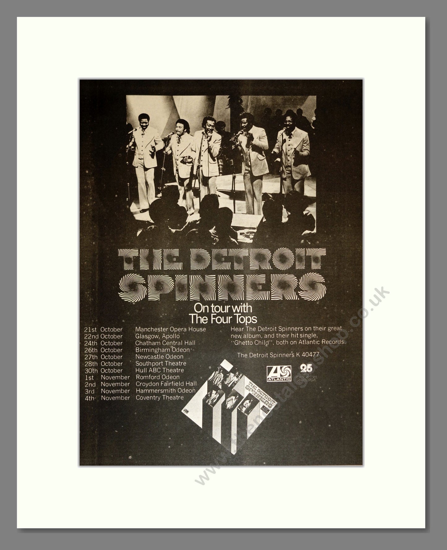 Detroit Spinners (The) - UK Tour with The Four Tops. Vintage Advert 1973 (ref AD17218)