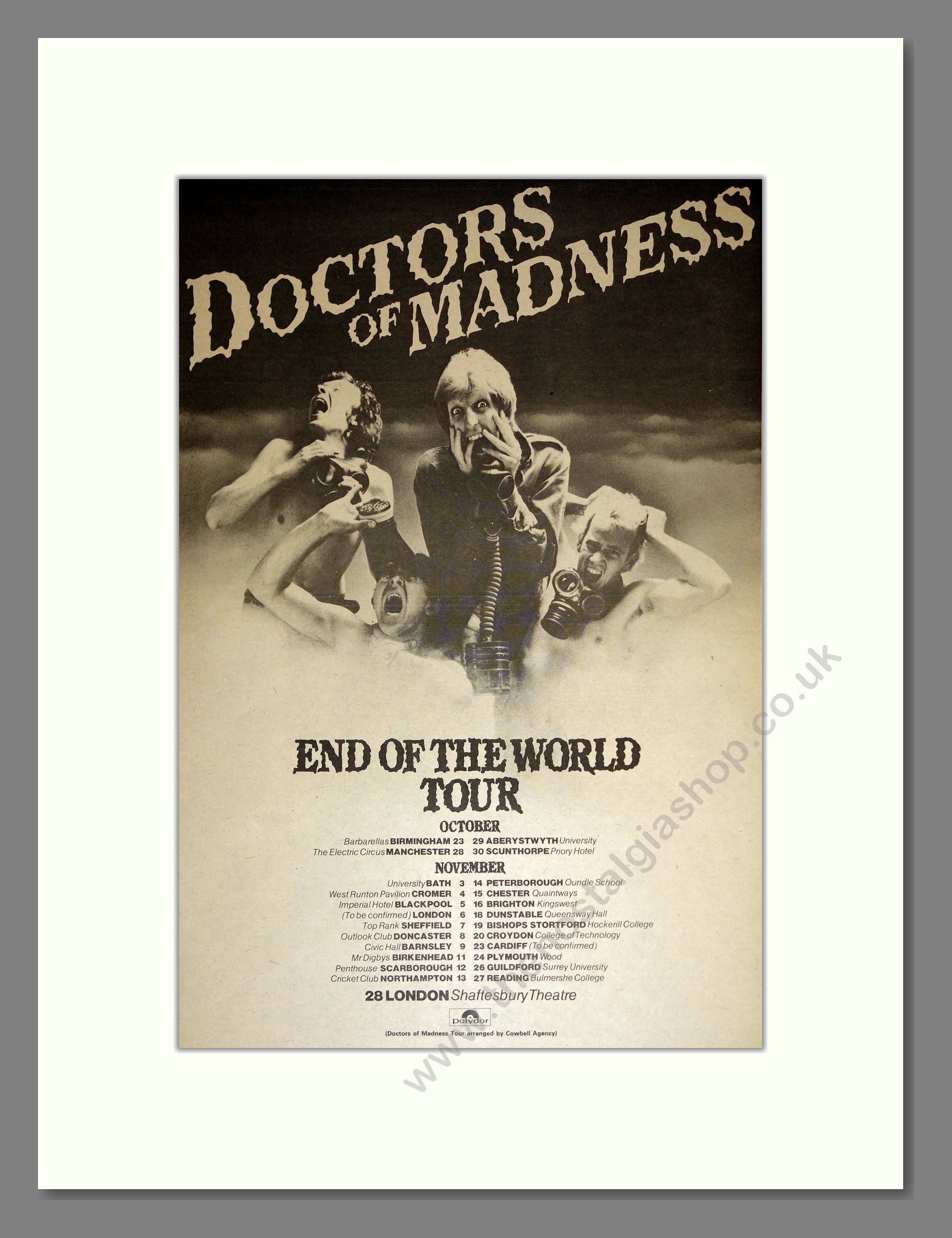 Doctors of Madness - End Of The World Tour. Vintage Advert 1976 (ref AD17227)