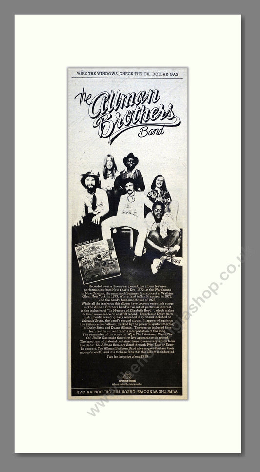 Allman Brothers Band (The) - Wipe The Windows Check The Oil. Vintage Advert 1976 (ref AD200833)