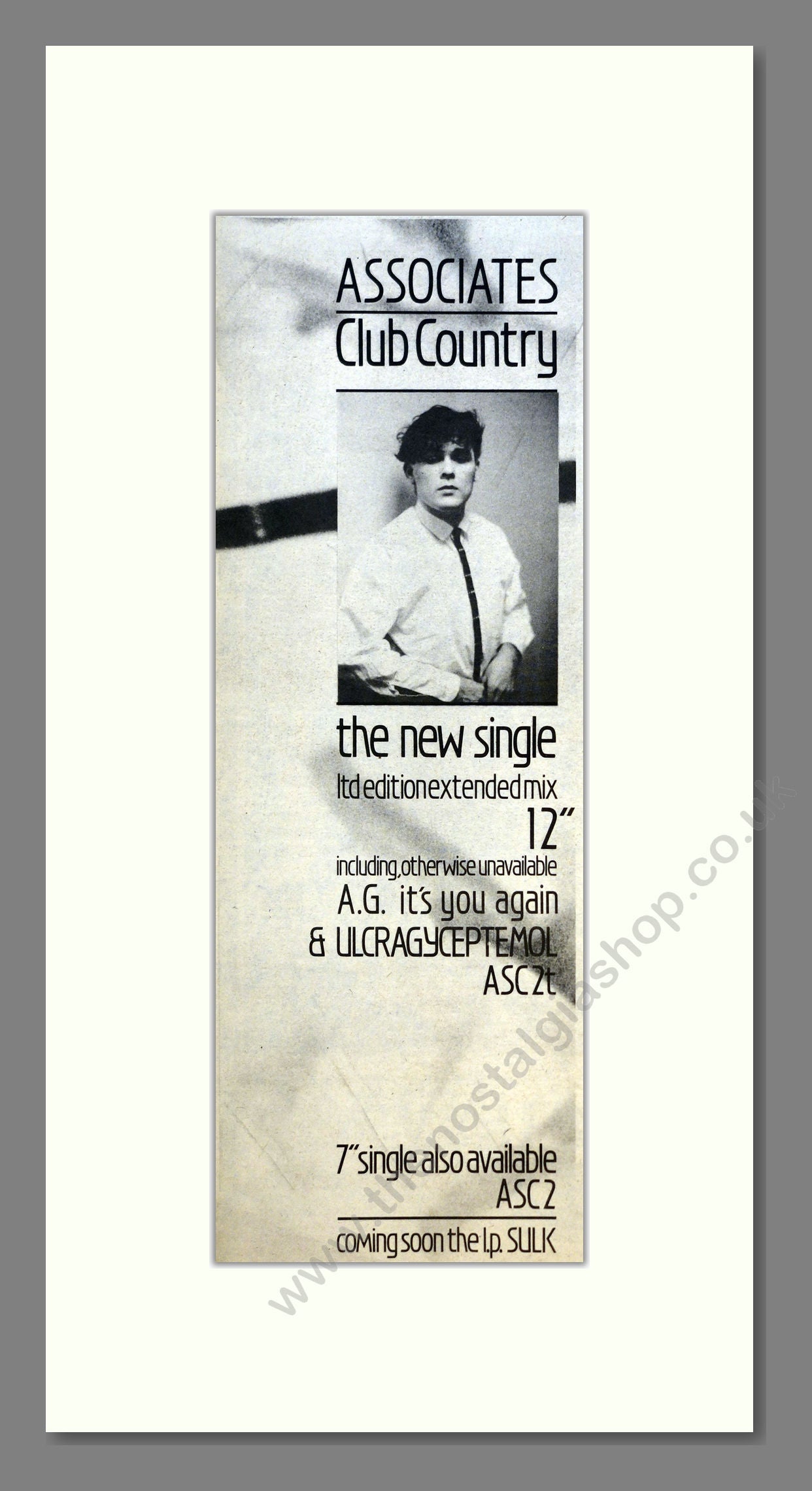 Associates - Club Country. Vintage Advert 1982 (ref AD200859)