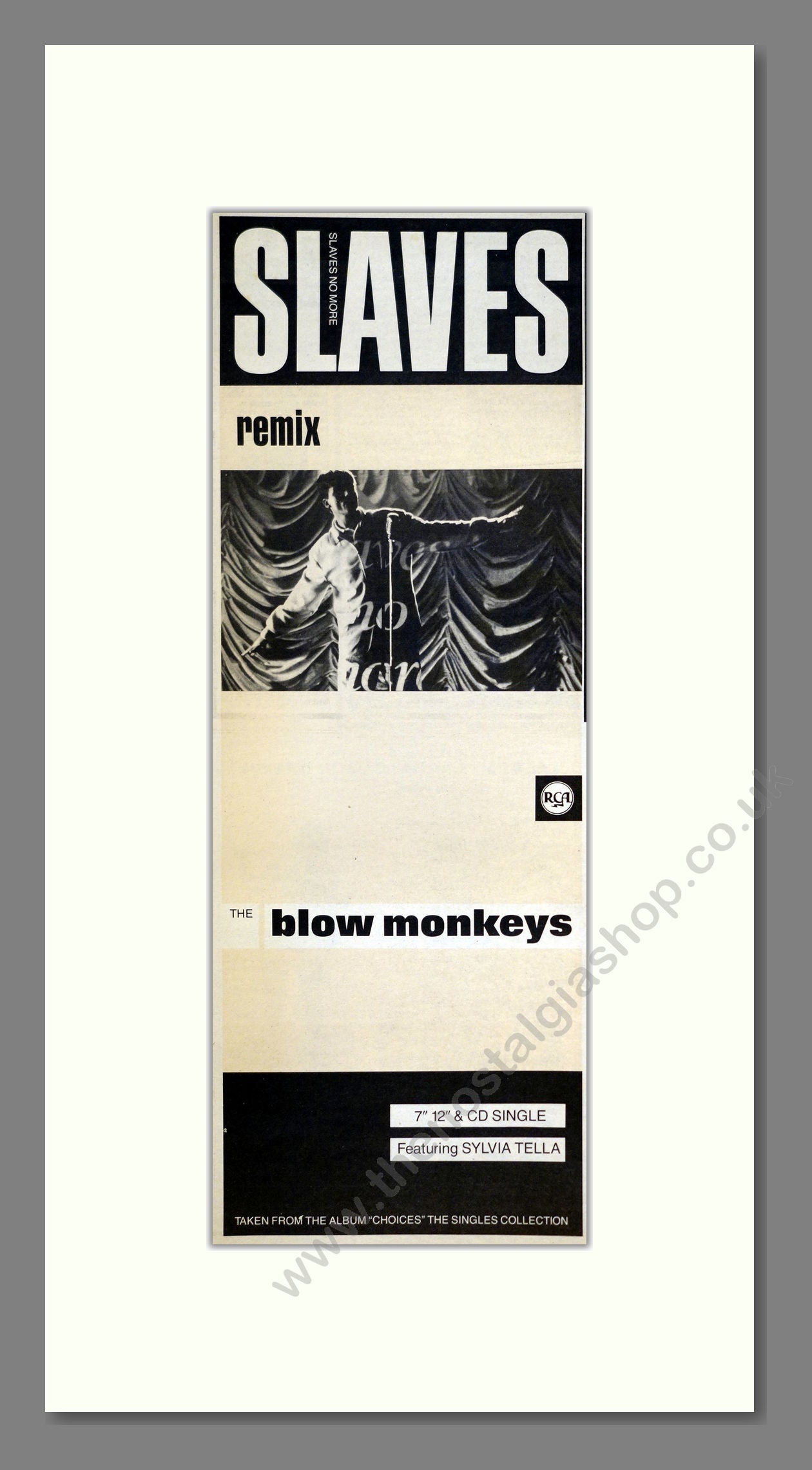 Blow Monkeys (The) - Slaves No More. Vintage Advert 1989 (ref AD200871)