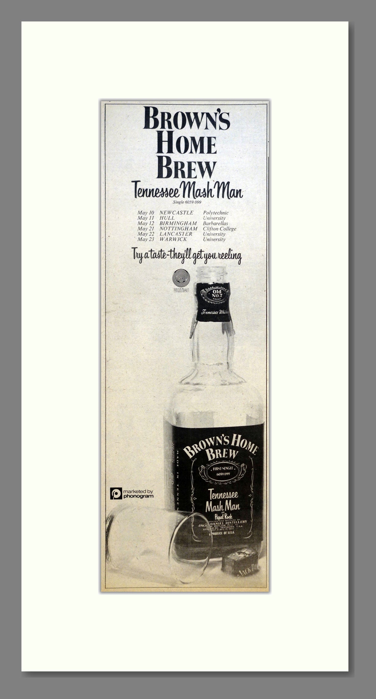 Brown's Home Brew - Tennessee Mash Man. Vintage Advert 1974 (ref AD200894)