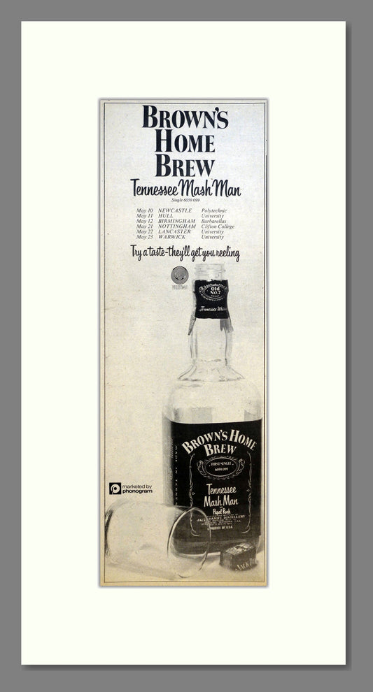 Brown's Home Brew - Tennessee Mash Man. Vintage Advert 1974 (ref AD200894)