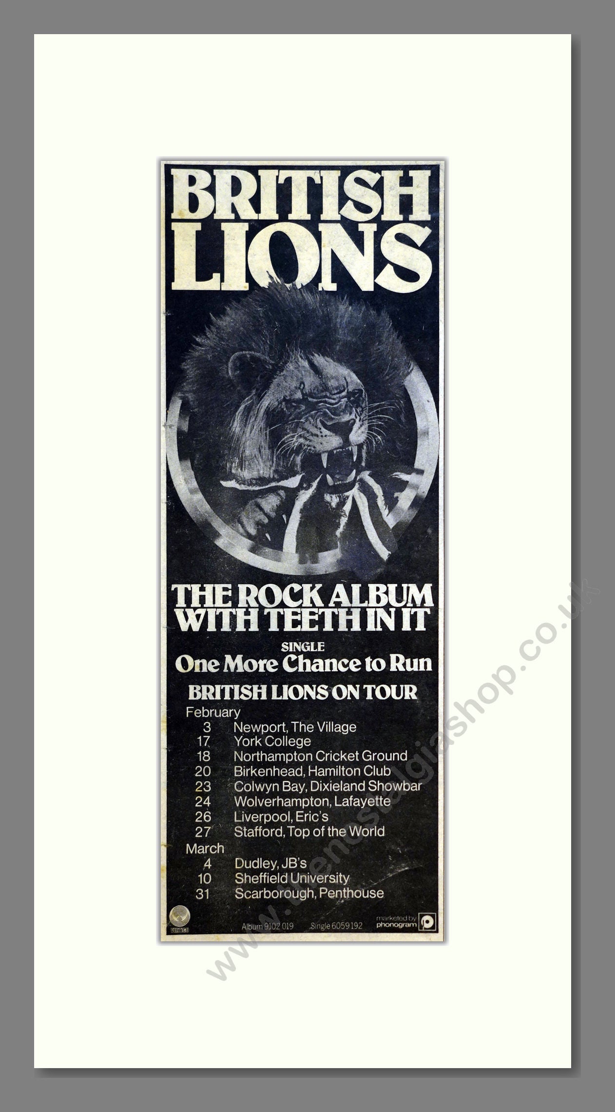 British Lions - UK Tour. Vintage Advert 1978 (ref AD200912)